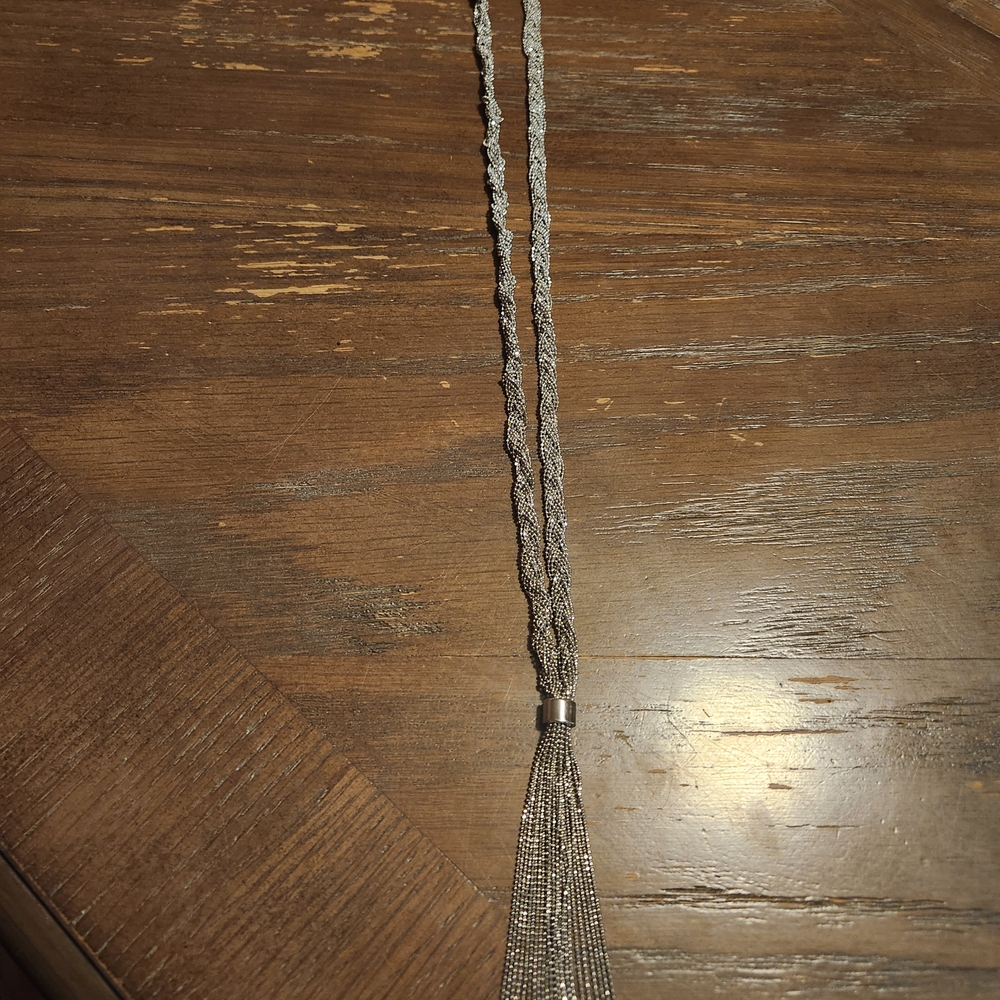 Elegant Silver Tassel Necklace